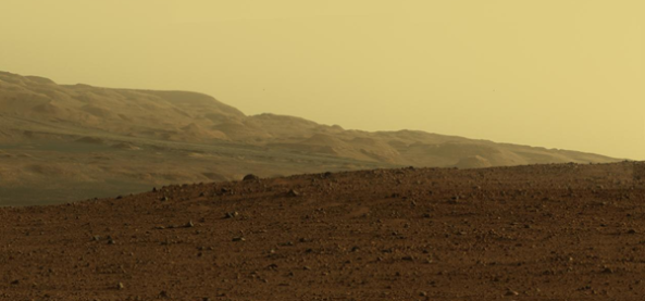 A Summer 2012 photograph by NASA's Curiosity rover inside Gale Crater on Mars.